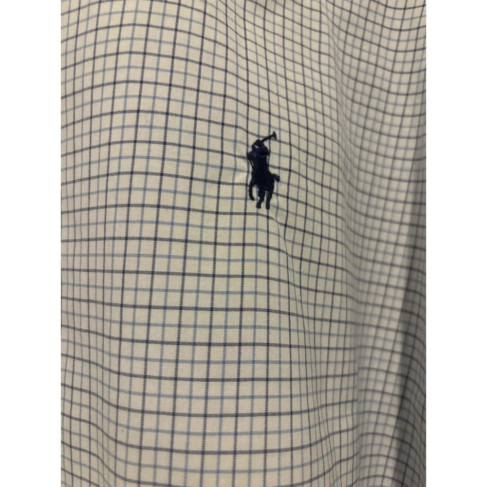 Polo Ralph Lauren Shirt 32/33 Blue White Plaid Classic Fit Long Sleeve Button Up